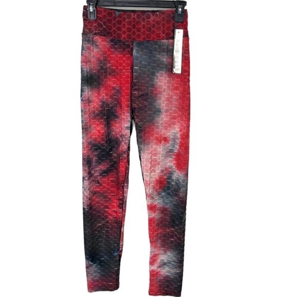 NEW XJ Boost Tie Dye Tik Tok Booty Leggings Red Black - XL - Picture 1 of 3